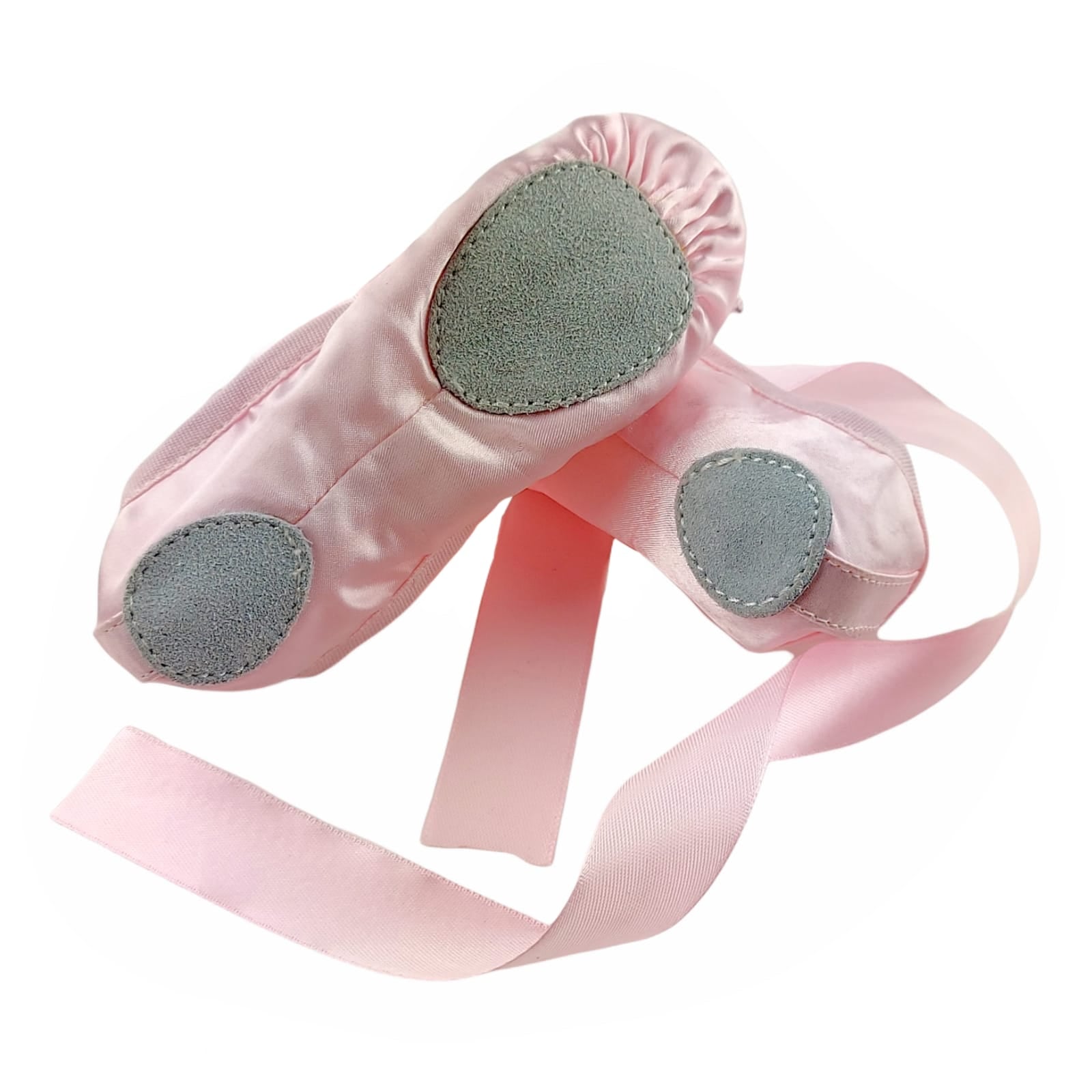 Pink Ballet Shoes with Ribbons Silky Satin Split Sole